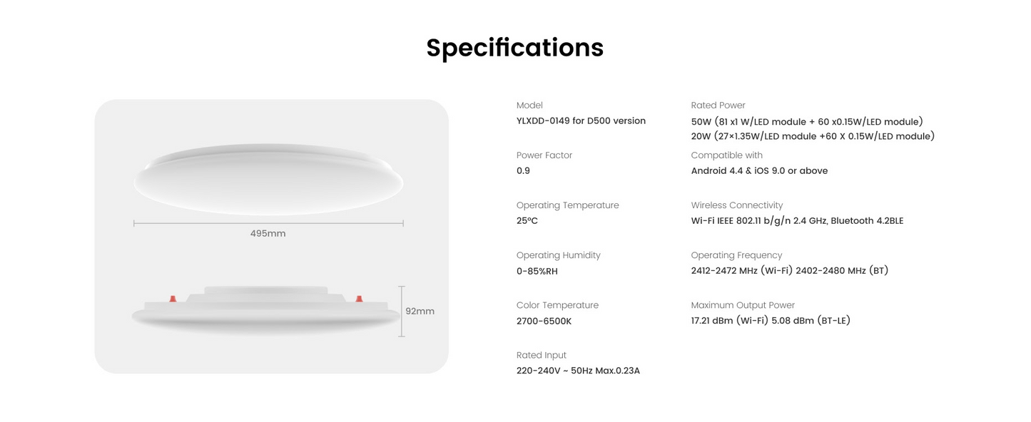 Yeelight Arwen D500 / D600 Ceiling Light (Ambient Backlight)