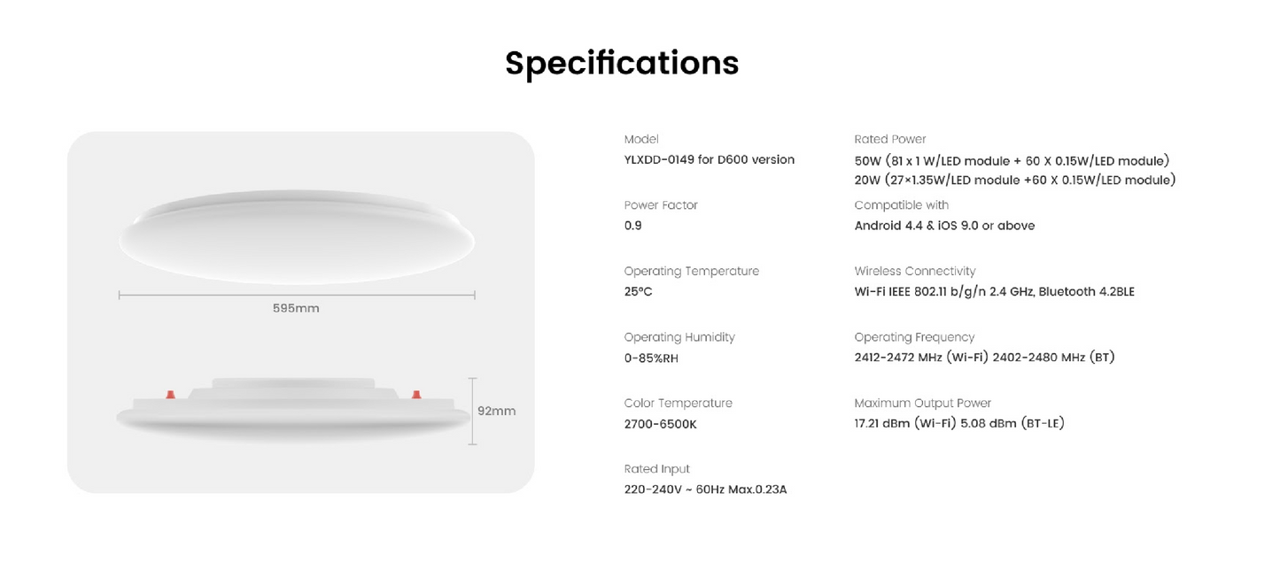 Yeelight Arwen D500 / D600 Ceiling Light (Ambient Backlight)