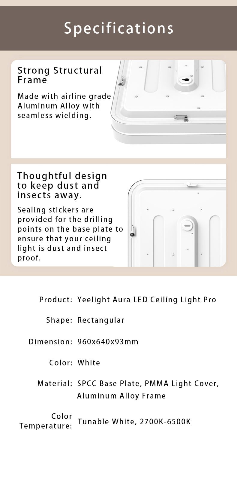 Yeelight Aura Pro White LED Ceiling Light