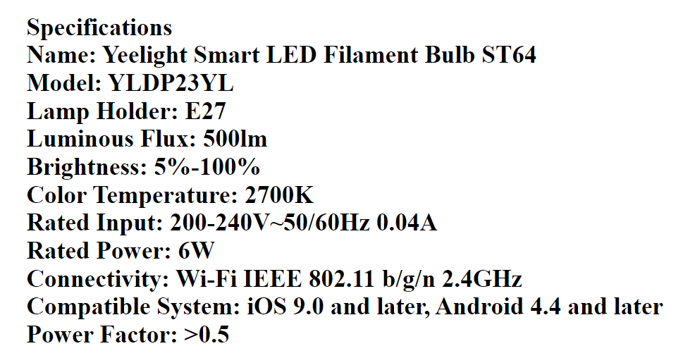 Yeelight LED Filament Bulb ST64