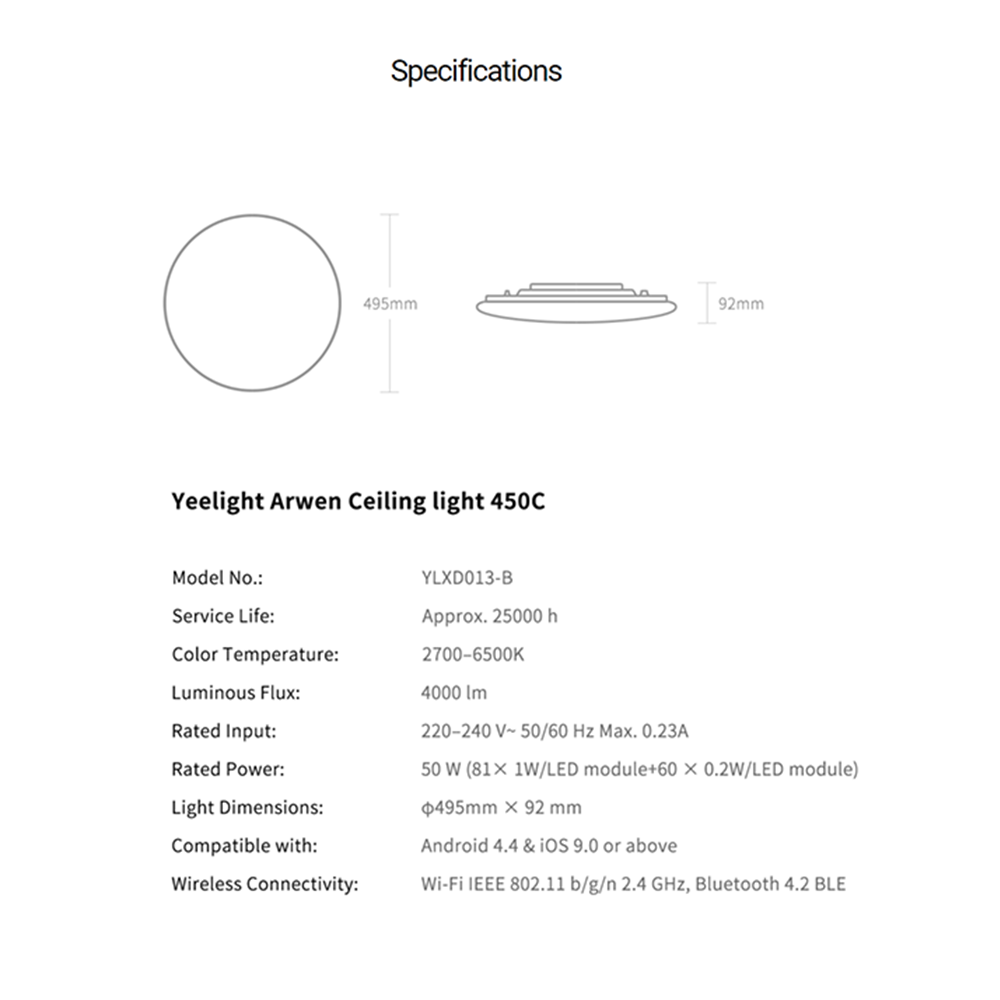 Yeelight Arwen 450C/550C LED Ceiling Light (Ambience Backlight)