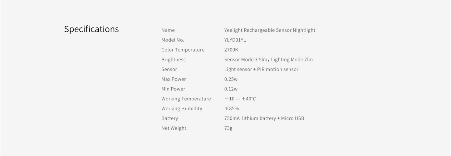 Yeelight Motion Sensor Night Light - YLYD01YL